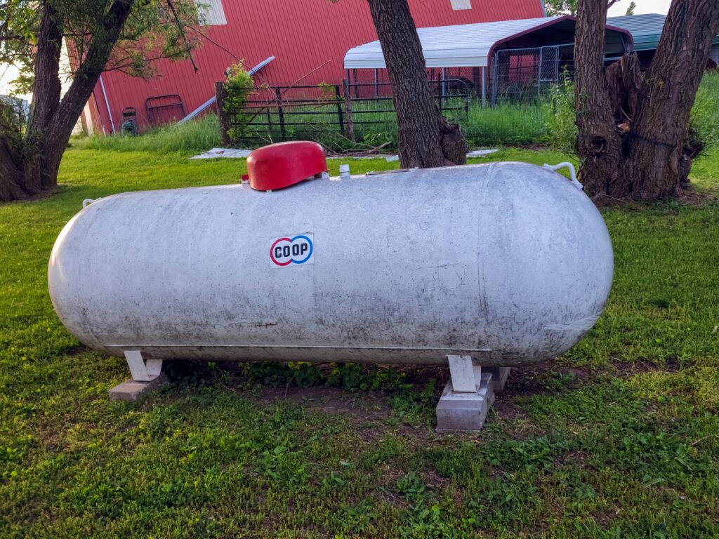 Outdoor propane gas tank